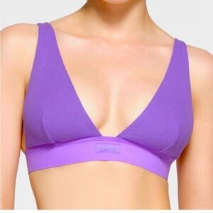 NWT SKIMS Cotton Rib Plunge Bralette in Ultra Violet Size S (purple bra only)
